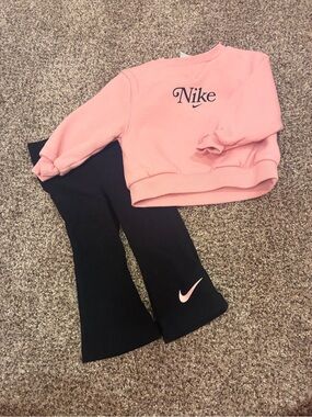 Nike Pink Crew Sweatshirt with Black Leggings